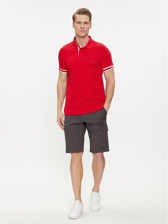 Tommy Hilfiger Tommy Hilfiger Polo Monotype MW0MW34737 Czerwony Slim Fit