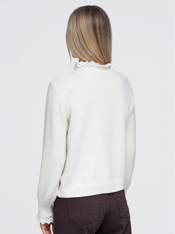 Ombre Ombre Sweter OW-SW-E0034 Beżowy Slim Fit