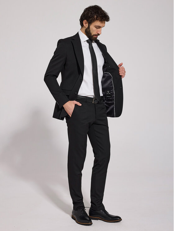 VILLARO VILLARO Garnitur GAR005 Czarny Slim Fit