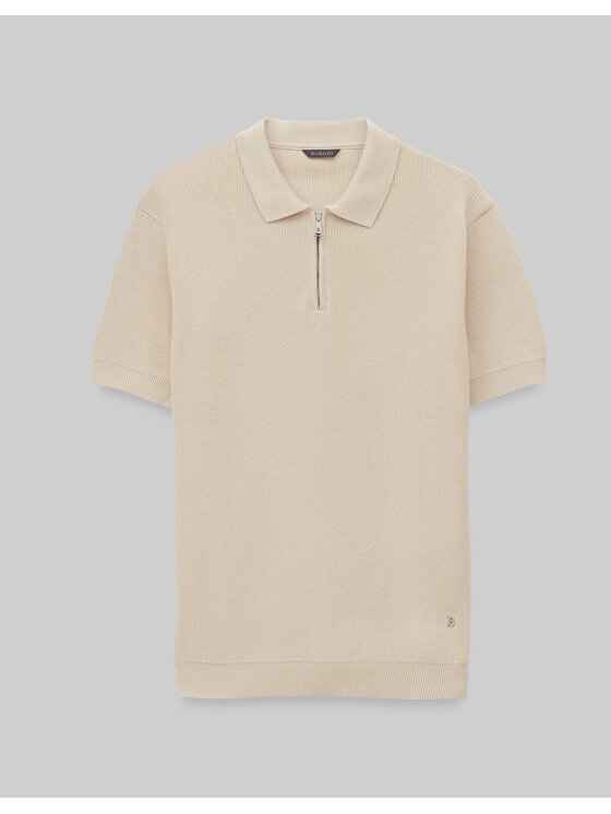 Borgio Borgio Polo crespino Beżowy jasny Classic Fit