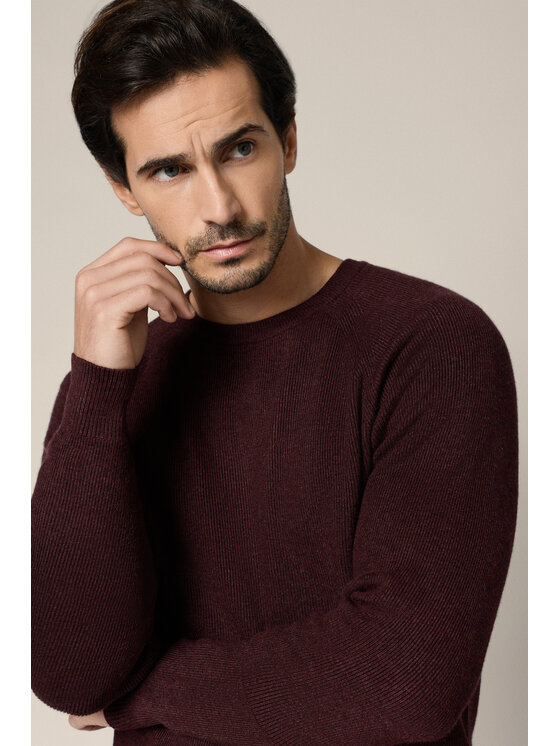 Lancerto Lancerto Sweter Baldir SW073225000063 Bordowy Regular Fit