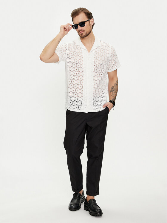 Brave Soul Brave Soul Koszula MSH-48JOSEPH Écru Straight Fit