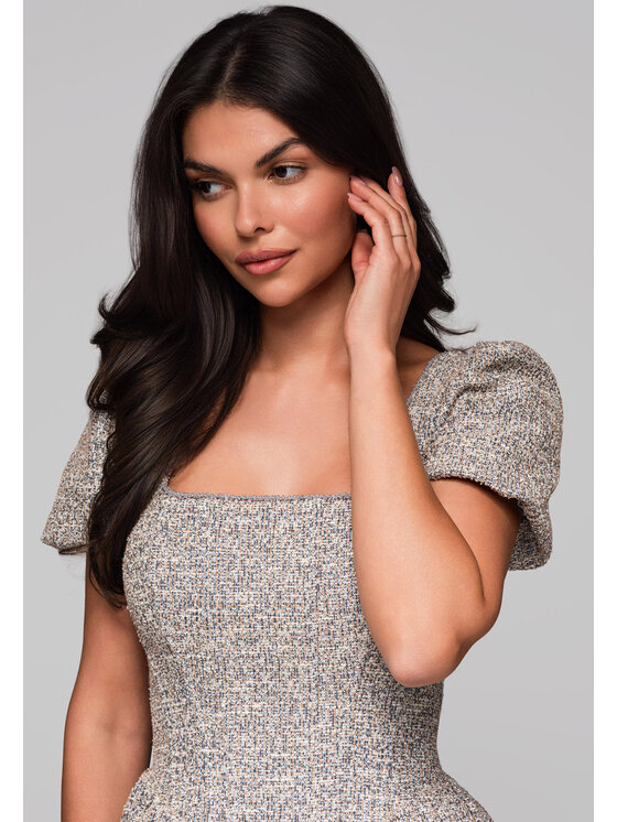 Ombre Ombre Sukienka wieczorowa LA-OM-DLR220 Szary Regular Fit