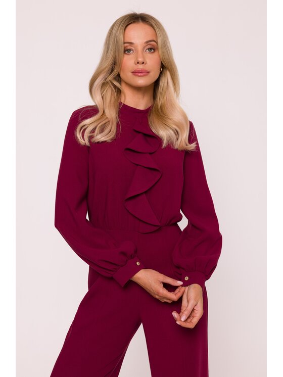 Stylove Stylove Kombinezon S420 Bordowy A-Line Fit