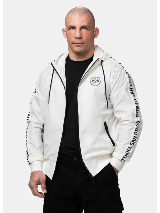 PITBULL PITBULL Kurtka przejściowa ATHLETIC TAPE Biały Regular Fit