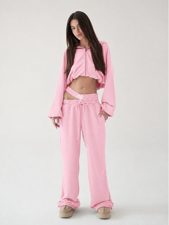MissDenim MissDenim Bluza Oversize Crop Zip Hoodie Różowy jasny Oversize