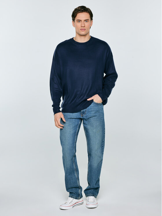 BIG STAR BIG STAR Sweter STAN Granatowy Oversize