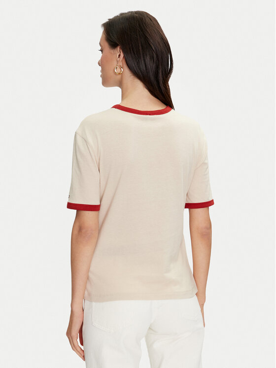 Tommy Hilfiger Tommy Hilfiger T-särk Varsity Ringer WW0WW42585 Beež Regular Fit