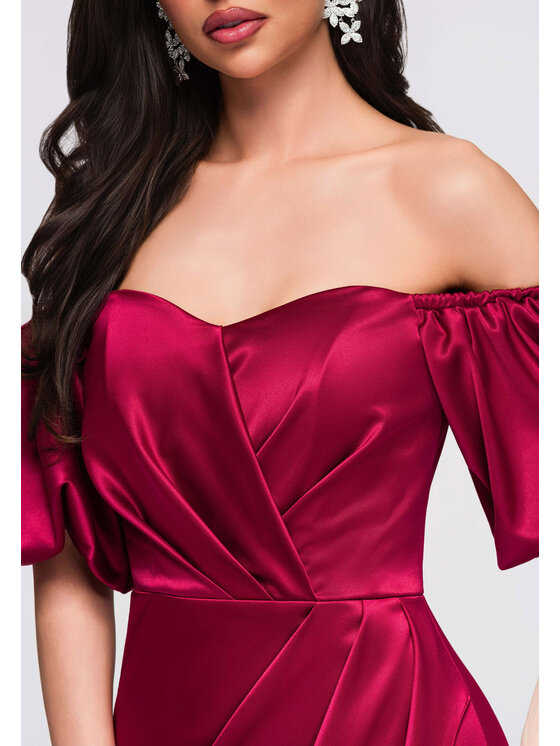 Ombre Ombre Sukienka wieczorowa LA-OM-DLR270 Bordowy Regular Fit