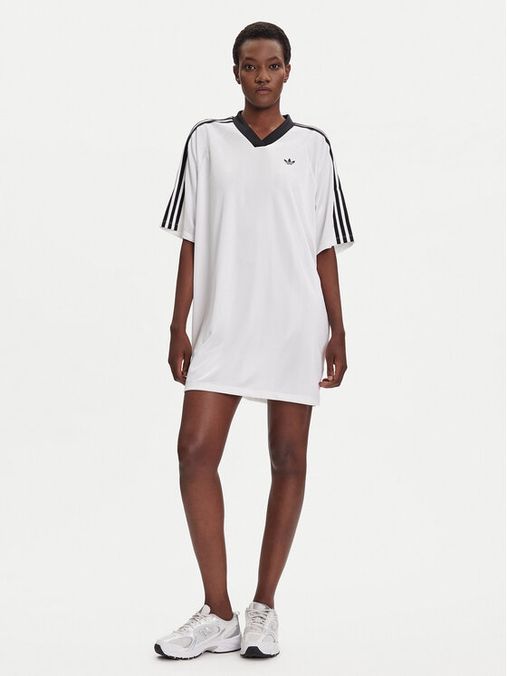 adidas adidas Každodenné šaty adicolor Football Jacquard KB8153 Biela Oversize