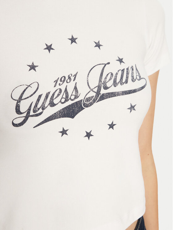 Guess Jeans Guess Jeans Tričko W5RI59 J1314 Biela Regular Fit