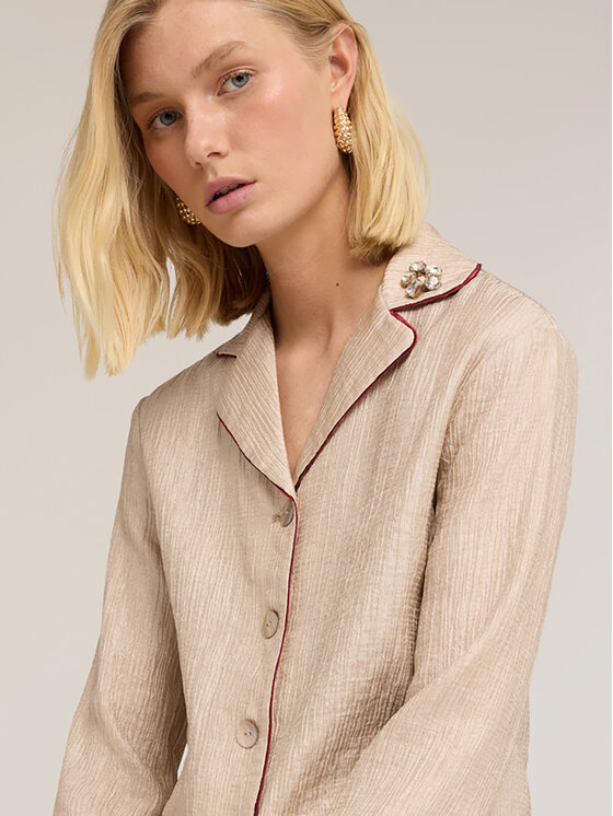 Motivi Motivi Camicia 5077Q000997N002 Crema Regular Fit