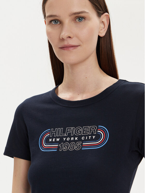 Tommy Hilfiger Tommy Hilfiger T-Shirt Archive Track WW0WW41203 Tmavomodrá Slim Fit