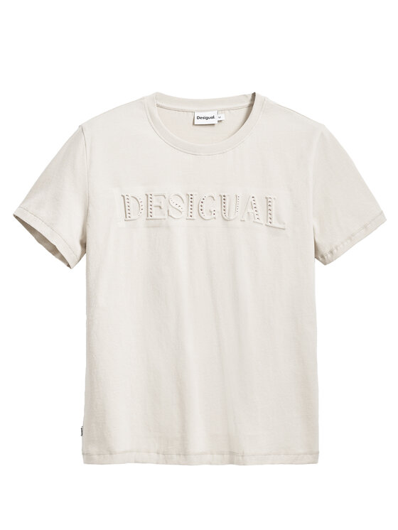 Desigual Desigual Tričko Brandy 25SWTK17 Écru Regular Fit