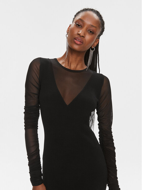 PINKO Pinko Úpletové šaty Bergamotto 103019 A1KX Čierna Slim Fit