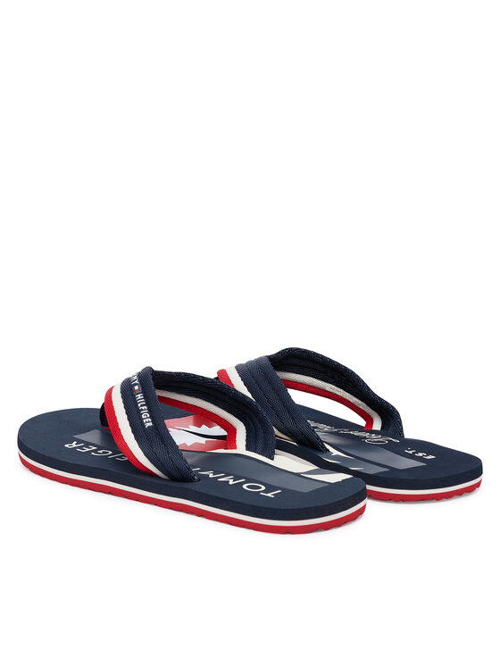Tommy Hilfiger Tommy Hilfiger Zehentrenner Patch Hilfiger Beach Sandal FM0FM05903 Dunkelblau