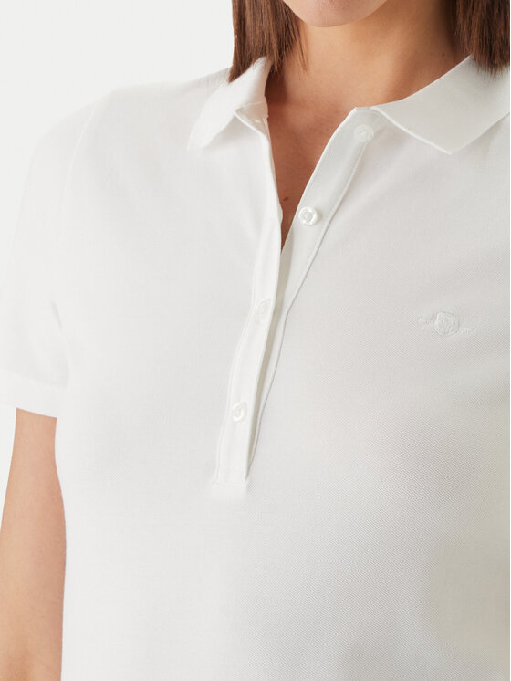 Gant Gant Тениска с яка и копчета 4201535 Бял Slim Fit