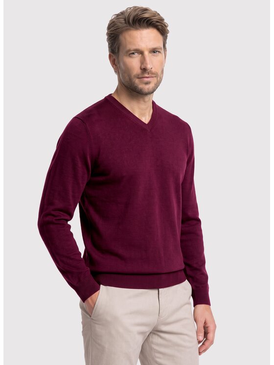 Pako Lorente Pako Lorente Sweter P26WN-2X-010 Bordowy Straight Fit