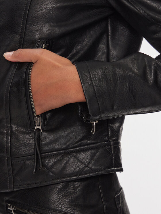 Pepe Jeans Pepe Jeans Кожено яке Stazie PL402322 Черен Slim Fit