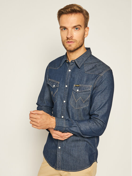 Wrangler Wrangler Koszula Ls Western W5F25K098 112130116 Granatowy Regular Fit