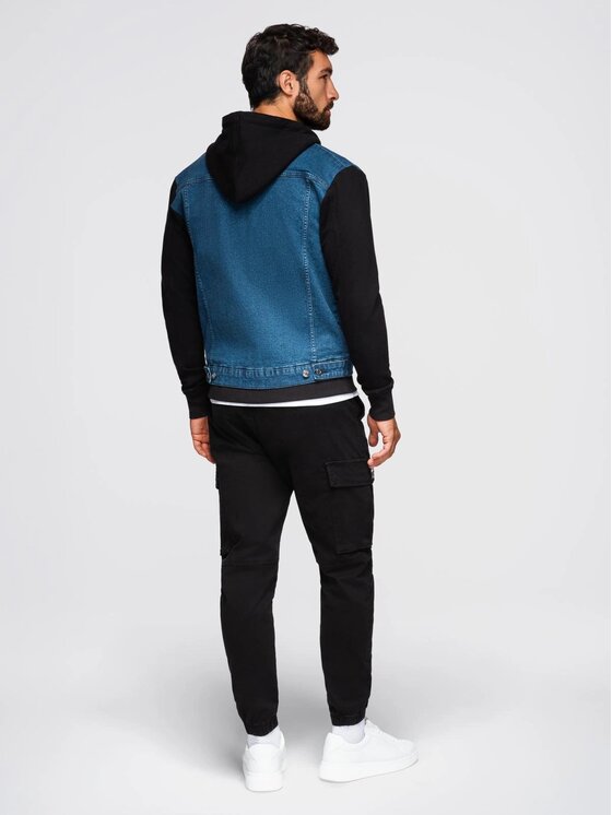 Ombre Ombre Kurtka jeansowa OM-JADJ-0220 Niebieski Regular Fit