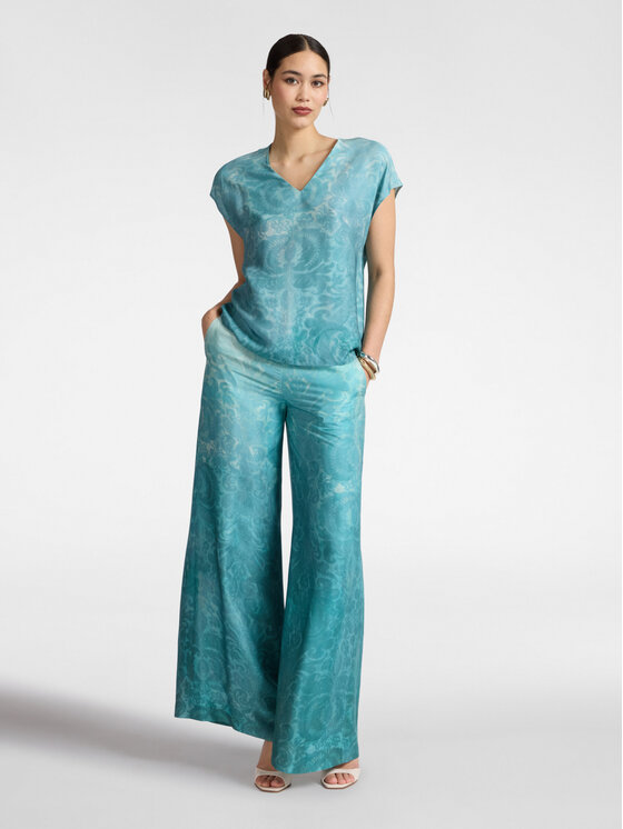 Elena Mirò Elena Mirò Spodnie materiałowe P052P000574N001 Turkusowy Regular Fit