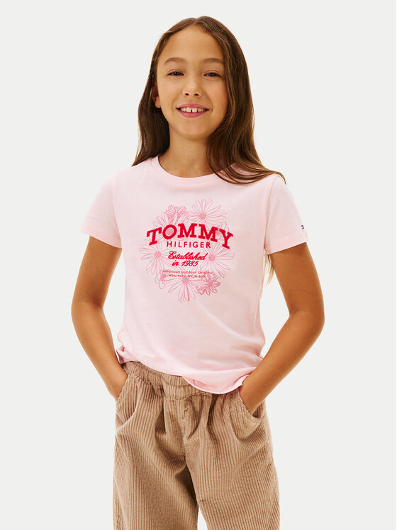Tommy Hilfiger T-Shirt KG0KG09257 S Różowy Regular Fit