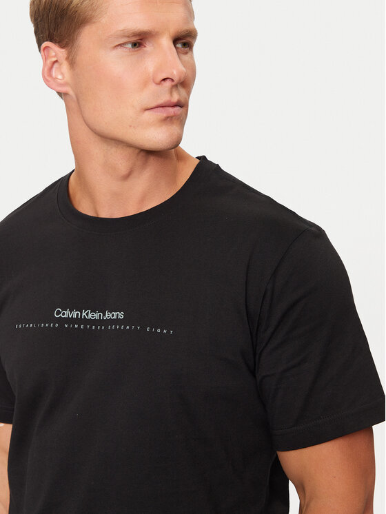 Calvin Klein Jeans Calvin Klein Jeans Marškinėliai Minimal Logo J30J327075 Juoda Regular Fit
