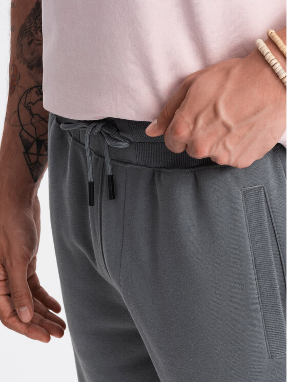 Ombre Ombre Šortky z materiálu OM-SRBS-0149 Šedá Regular Fit