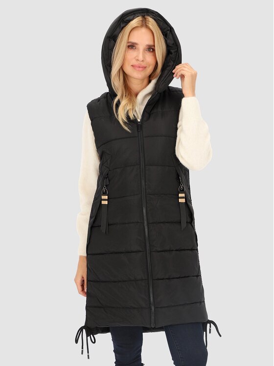 Perso Perso Vesta długa ocieplana z kapturem Černá Regular Fit