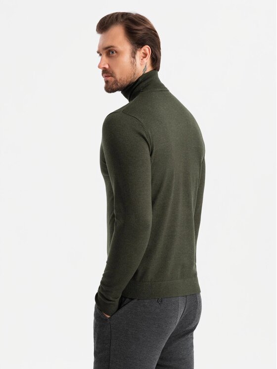 Ombre Ombre Sweter OM-SWTN-0127 Zielony Regular Fit