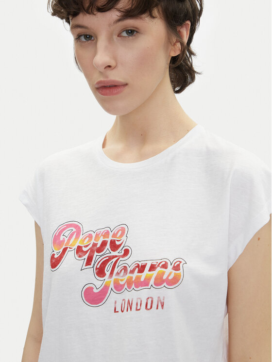 Pepe Jeans Pepe Jeans Majica Rosalie PL506033 Bela Regular Fit