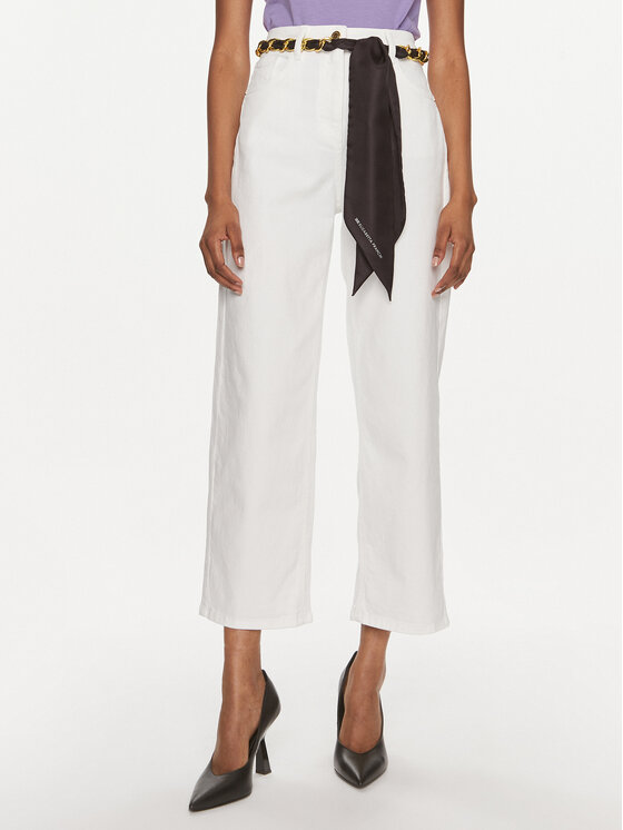 Elisabetta Franchi Elisabetta Franchi Jeansy PJ-42D-41E2-003693 Bílá Relaxed Fit