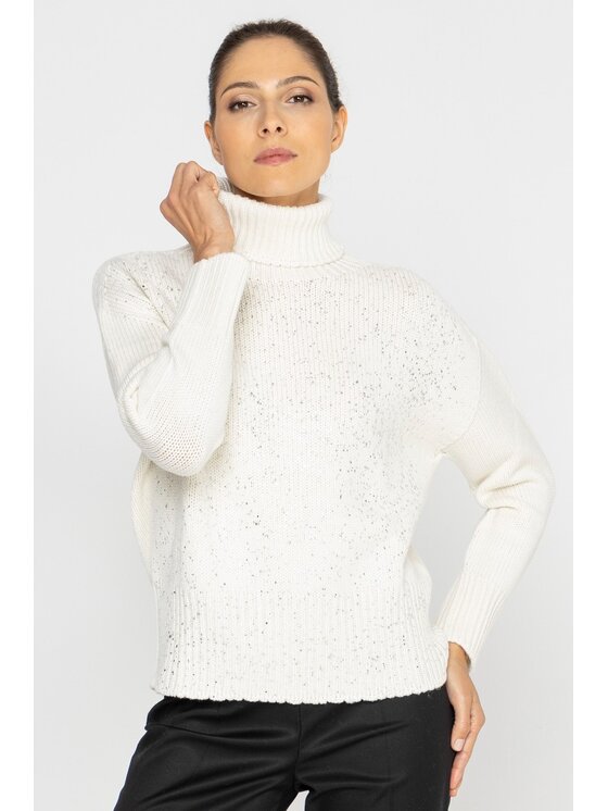 Deni Cler Milano Deni Cler Milano Sweter T-DC-S493-D5-90-16-1 Biały Regular Fit