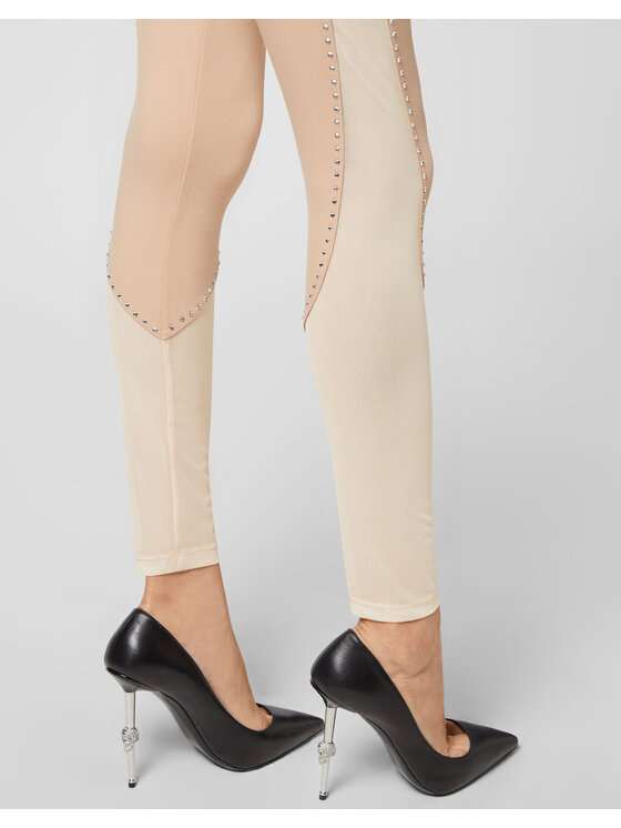 PHILIPP PLEIN PHILIPP PLEIN Legginsy 7255 Beżowy Skin Tight Fit