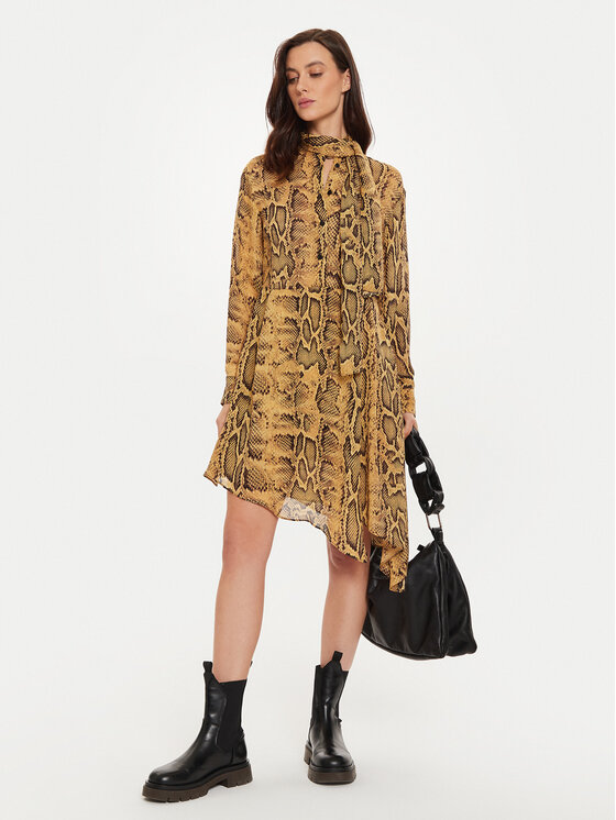 Sisley Sisley Srajčna obleka 4YBMLV065 Rjava Regular Fit