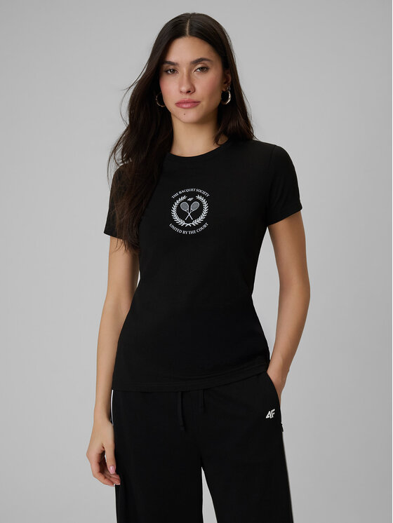 4F 4F T-Shirt SPORTS CLUB Czarny Slim Fit
