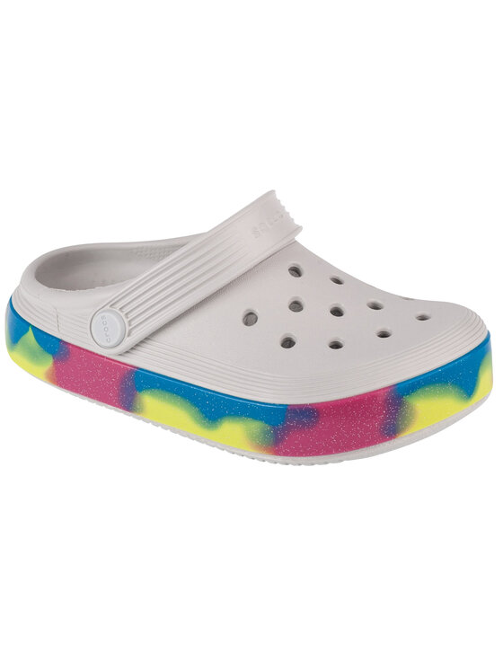 Crocs Crocs Klapki Off Court Glitter Band Kids Clog Biały