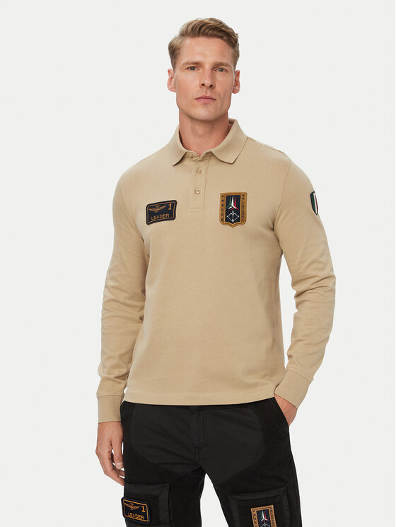 Aeronautica Militare Tricou polo 262PO1941UJ00703 Bej Regular Fit