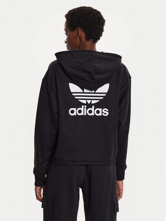 adidas adidas Bluza Trefoil IU2421 Czarny Loose Fit