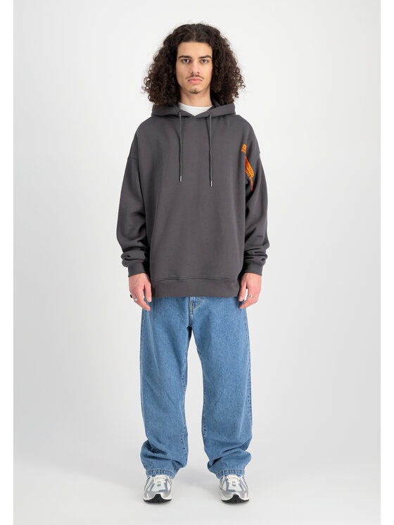 Alpha Industries Alpha Industries Bluza Flock Logo Hoodie Szary Relaxed Fit