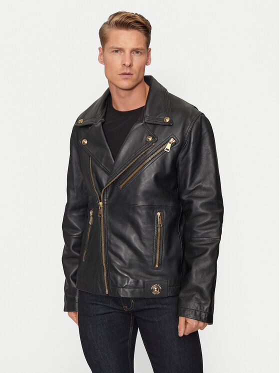 Versace Jeans Couture Giacca di pelle 77GAVP02 Nero Loose Fit, taglia : 50