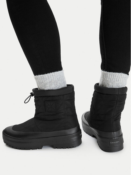 Calvin Klein Calvin Klein Śniegowce Vulc Flatform Snowboot Nyl Aop HW0HW03437 Czarny