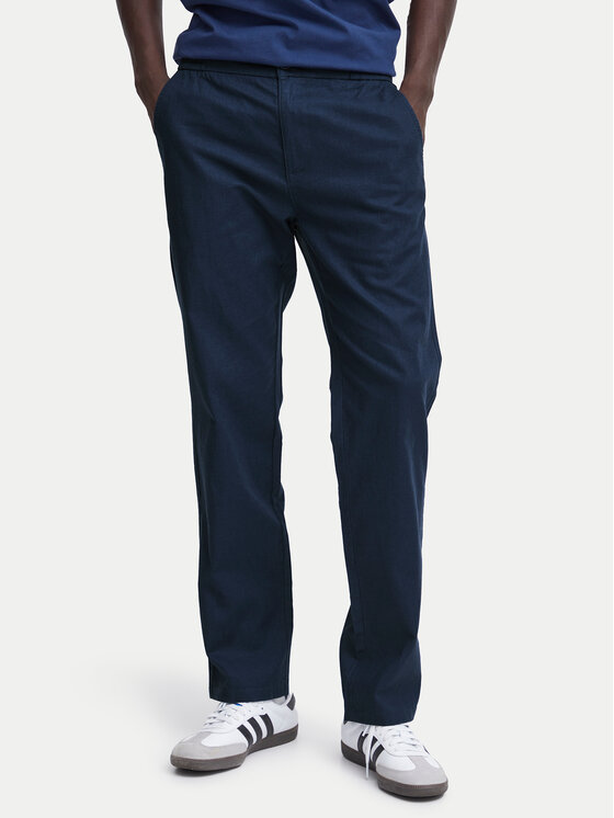 Blend Blend Hlače iz tkanine 20716614 Mornarsko modra Straight Fit