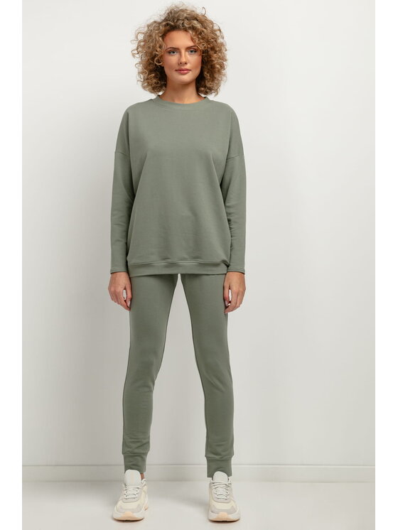 Tessita Tessita Bluza T381 Zielony Straight Fit