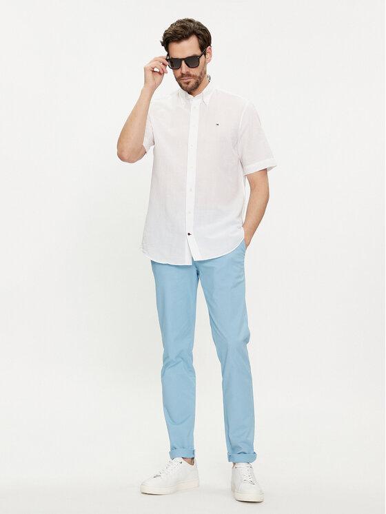 Tommy Hilfiger Tommy Hilfiger Chinosy Bleecker MW0MW26619 Błękitny Slim Fit