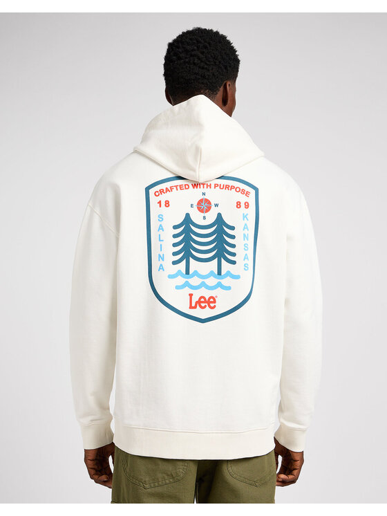 Lee Lee Bluza GRAPHIC HOODIE Biały Regular Fit
