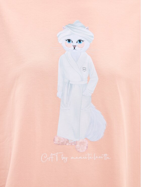 CAT by maniita lacitta CAT by maniita lacitta Koszula nocna Printed oversized T-shirt SPA CAT Beżowy Relaxed Fit