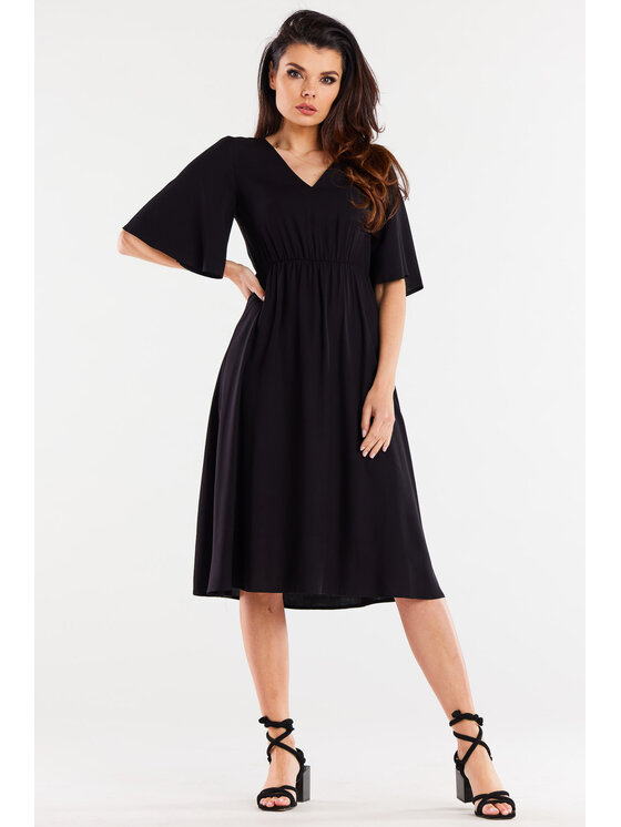 Awama Awama Sukienka letnia A518 Czarny Basic Fit