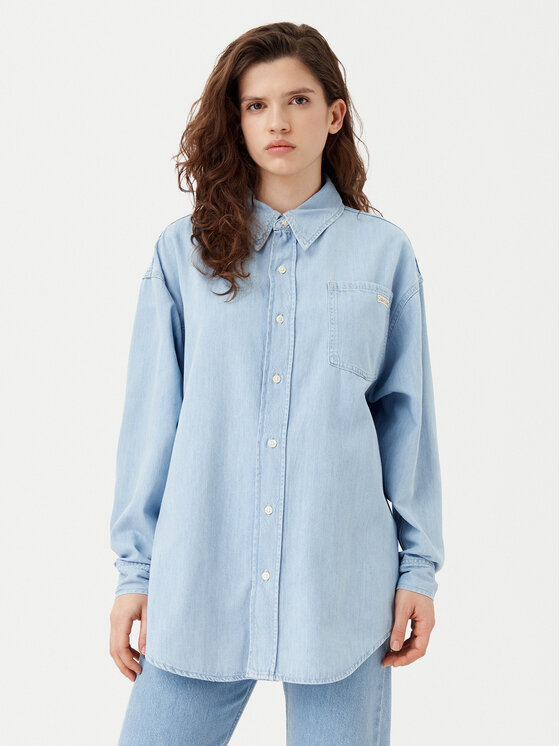 Calvin Klein Jeans Calvin Klein Jeans cămașă de blugi J20J225010 Albastru celest Oversize